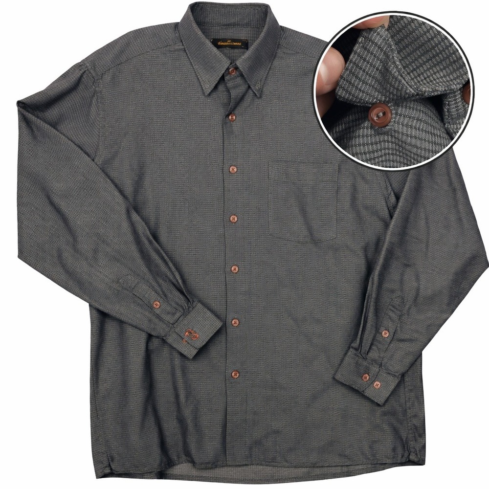 Bugatchi Uomo Micro Check Shirt Men L Gray‎ Hidden Button Down Luxury Office
